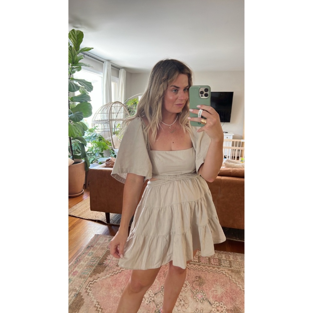 Free People Cross Of Sunlight Mini Dress in Pebbles